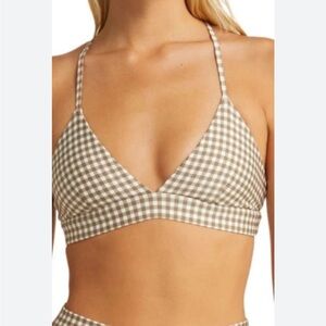 NEW ALO Yoga Airlift Gingham Splendor Bra Macadamia